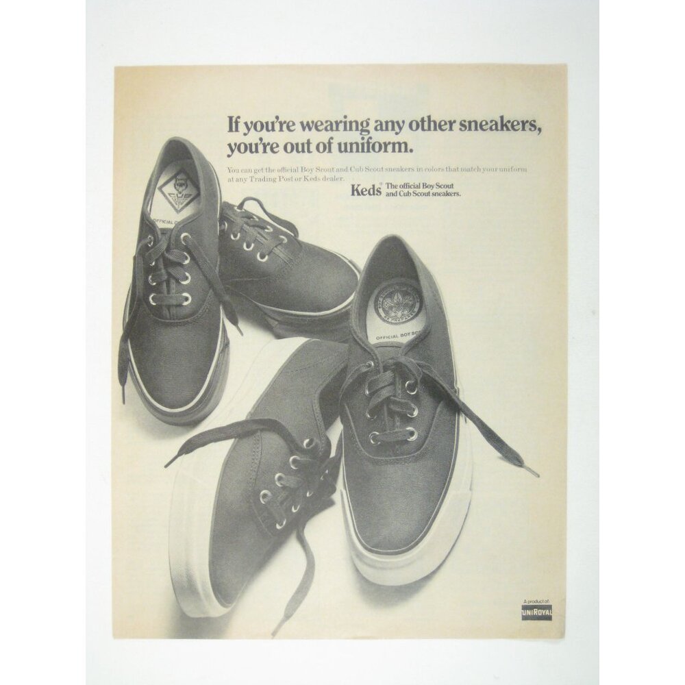 Keds Official Boy Scout Cub Scout Sneakers Vintage 1960s Print Ad Uniform Shoes